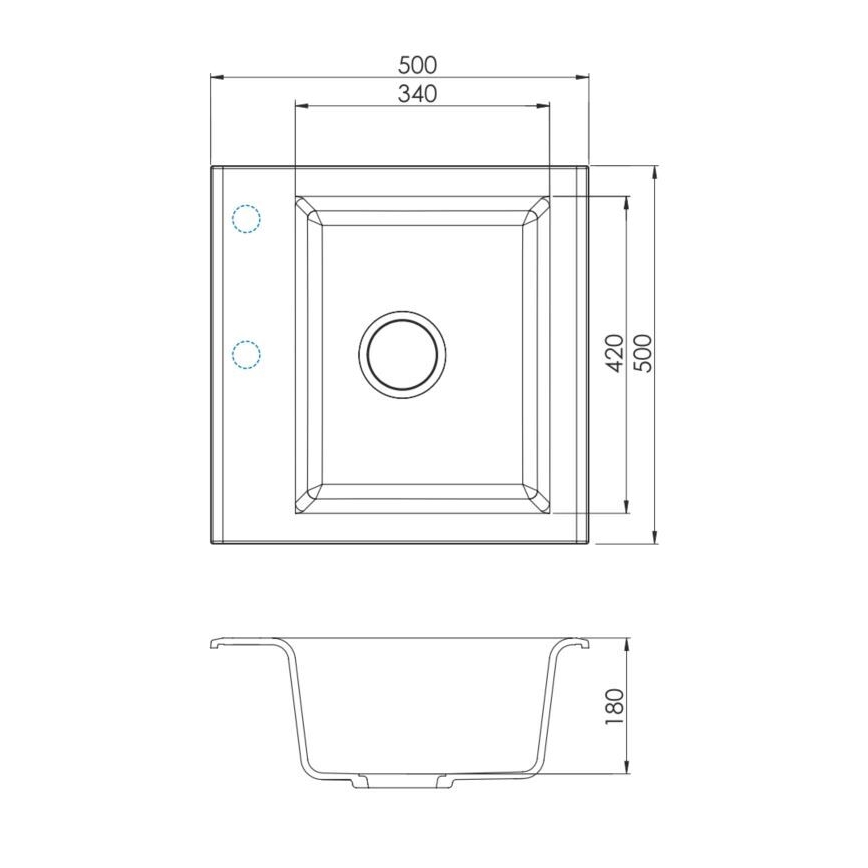 ALVEUS 1149113 - Fregadero de cocina GEM 50x50 cm granito/negro