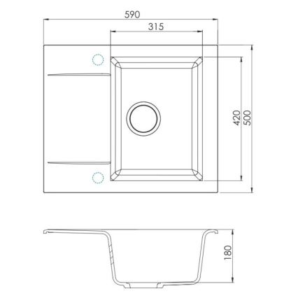 ALVEUS 1149116 - Fregadero de cocina GEM 59x50 cm granito/negro