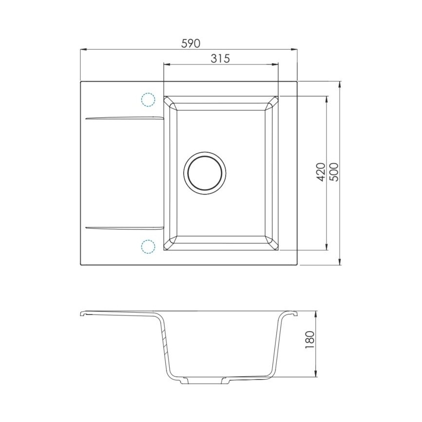 ALVEUS 1149116 - Fregadero de cocina GEM 59x50 cm granito/negro