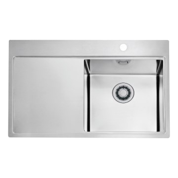 ALVEUS 1149516 - Fregadero de cocina PURE 79x52,5 cm satinado, con seno a la derecha + sifón con cierre rápido