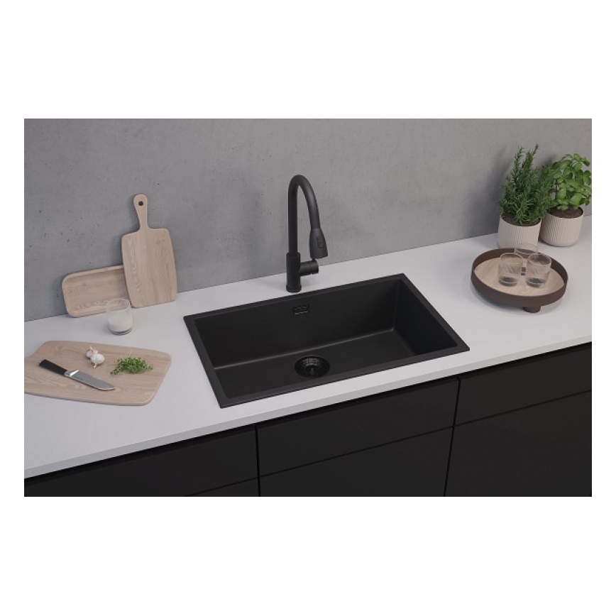 ALVEUS 1150064 - Fregadero de cocina OMNI 75x45 cm granito/negro
