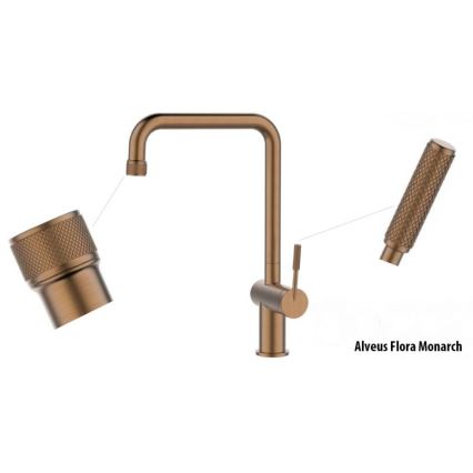 ALVEUS 1150763 - Grifo de fregadero FLORA 34,8 cm acero inoxidable/cobre