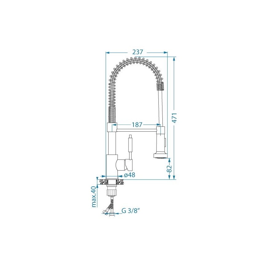 ALVEUS 1150886 - Grifo de fregadero con brazo flexible con ducha URBAN 47,1 cm acero inoxidable