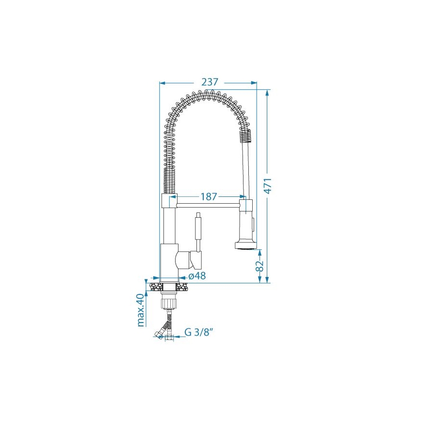 ALVEUS 1150887 - Grifo de fregadero con brazo flexible con ducha URBAN 47,1 cm acero inoxidable/negro