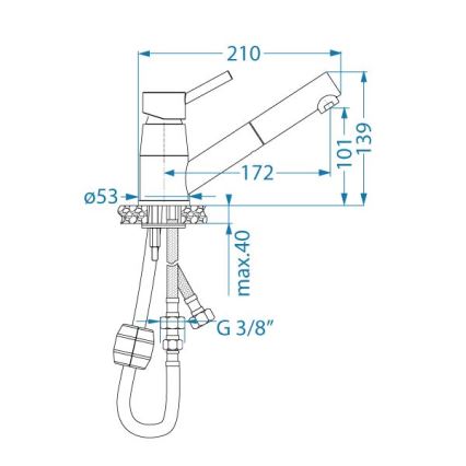 ALVEUS 1150888 - Grifo de fregadero con rociador extraíble NANO 13,9 cm cromo brillante