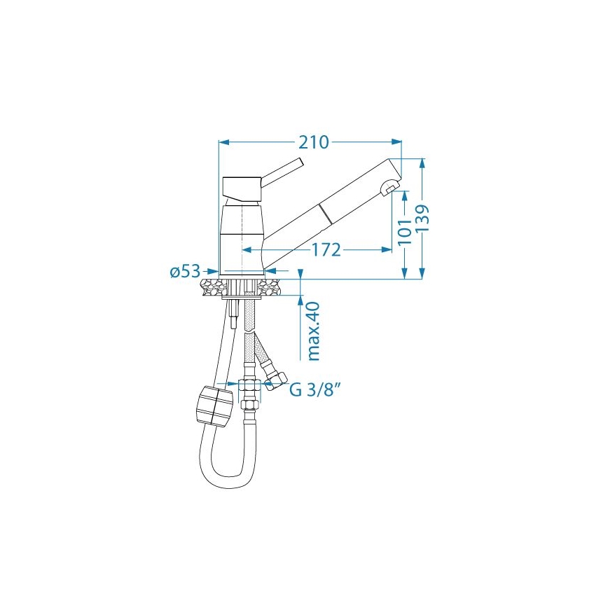 ALVEUS 1150888 - Grifo de fregadero con rociador extraíble NANO 13,9 cm cromo brillante