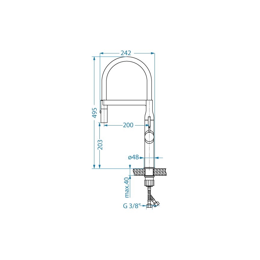 ALVEUS 1150892 - Grifo de fregadero con brazo flexible con ducha MIRAGE 49,5 cm satén