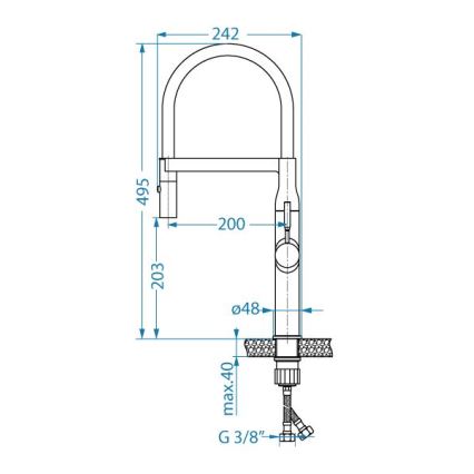 ALVEUS 1150892 - Grifo de fregadero con caño flexible y ducha MIRAGE 49,5 cm satinado