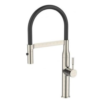 ALVEUS 1150892 - Grifo de fregadero con caño flexible y ducha MIRAGE 49,5 cm satinado