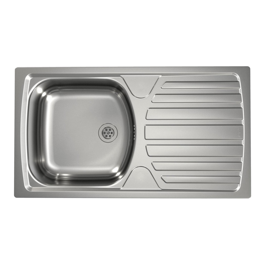 ALVEUS - Fregadero de cocina BASIC 78x43,5 cm, acero inoxidable mate/satinado + grifo para fregadero VIOLA 36,7 cm, acero inoxidable cepillado