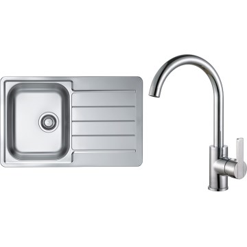 ALVEUS SET0026 - Fregadero de cocina LINE 79x50 cm + grifo TONIA 29,5 cm satinado/brillante cromado