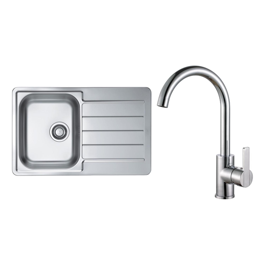 ALVEUS SET0026 - Fregadero de cocina LINE 79x50 cm + grifo TONIA 29,5 cm satinado/brillante cromado