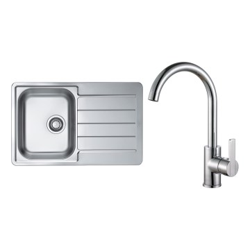 ALVEUS SET0026 - Fregadero de cocina LINE 79x50 cm + grifo TONIA 29,5 cm satinado/brillante