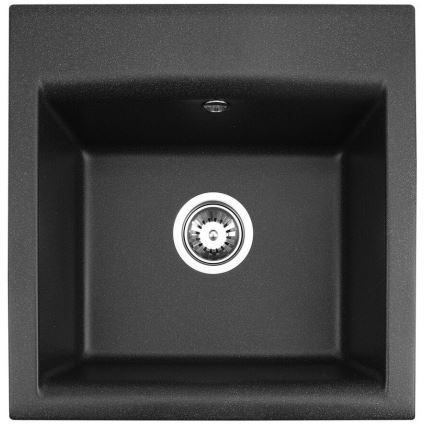 ALVEUS SETA23193 - Fregadero de cocina ATROX 50x50 cm + grifo MINTAS 34 cm con brazo flexible granito/mate negro