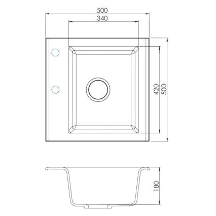 ALVEUS SETA23193 - Fregadero de cocina ATROX 50x50 cm + grifo MINTAS 34 cm con brazo flexible granito/mate negro