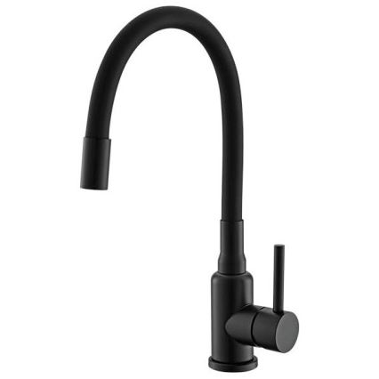 ALVEUS SETA23197 - Fregadero de cocina CADIT 59x50 cm + grifo de cocina con brazo flexible MINTAS 34 cm granito/mate negro