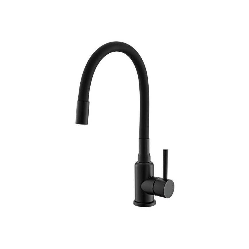 ALVEUS SETA23197 - Fregadero de cocina CADIT 59x50 cm + grifo de cocina con brazo flexible MINTAS 34 cm granito/mate negro