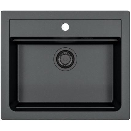 ALVEUS SETA23228 - Fregadero de cocina ATROX 59x50 cm + grifo de cocina con brazo flexible MINTAS 34 cm granito/mate negro