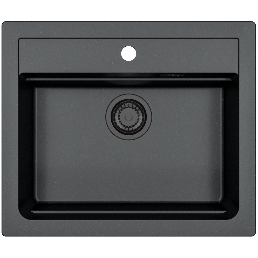 ALVEUS SETA23228 - Fregadero de cocina ATROX 59x50 cm + grifo de cocina con brazo flexible MINTAS 34 cm granito/mate negro
