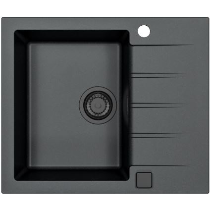 ALVEUS SETA23230 - Fregadero de cocina CADIT 59x50 cm + grifo MINTAS con caño flexible de 34 cm granito/mate negro