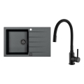 ALVEUS SETA23231 - Fregadero de cocina CADIT 79x50 cm + grifo de cocina con caño flexible MINTAS 34 cm granito/negro mate