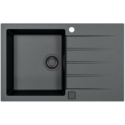 ALVEUS SETA23231 - Fregadero de cocina CADIT 79x50 cm + grifo con brazo flexible MINTAS 34 cm granito/mate negro