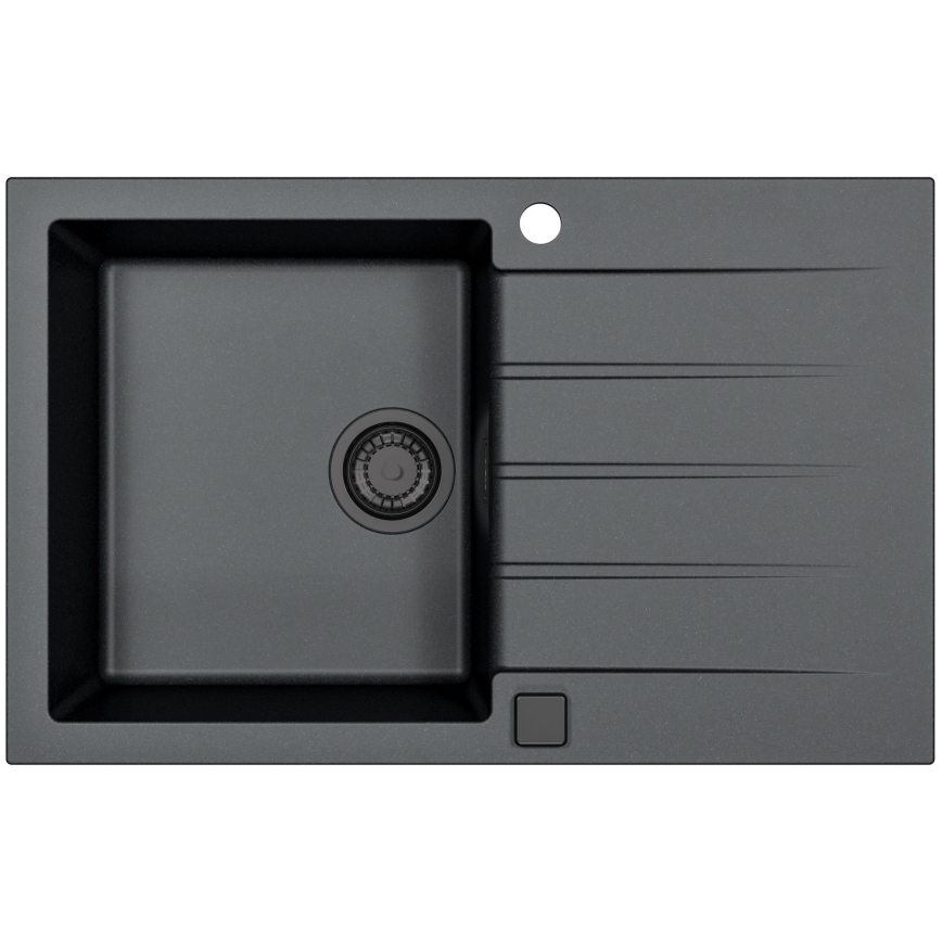 ALVEUS SETA23231 - Fregadero de cocina CADIT 79x50 cm + grifo con brazo flexible MINTAS 34 cm granito/mate negro