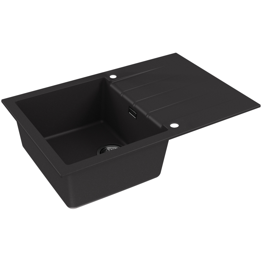 ALVEUS SETA23231 - Fregadero de cocina CADIT 79x50 cm + grifo con brazo flexible MINTAS 34 cm granito/mate negro