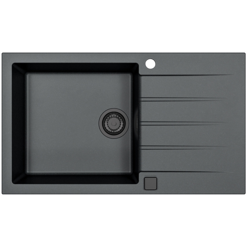 ALVEUS SETA23232 - Fregadero de cocina CADIT 86x50 cm + grifo con brazo flexible MINTAS 34 cm granito/mate negro