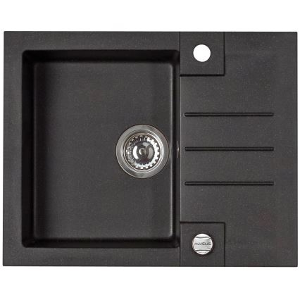 ALVEUS SETA23236 - Fregadero de cocina ROCK 59,5x47,5 cm + grifo flexible MINTAS 34 cm granito/mate negro