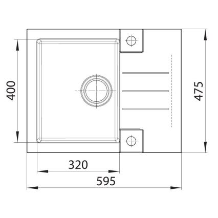 ALVEUS SETA23236 - Fregadero de cocina ROCK 59,5x47,5 cm + grifo flexible MINTAS 34 cm granito/mate negro