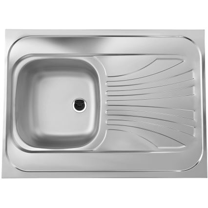 ALVEUS SETA24019 - Fregadero de cocina CLASSIC 80x60 cm + grifo con brazo flexible MINTAS 34 cm acero cepillado/negro