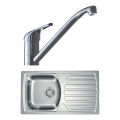 ALVEUS SETA259 - Fregadero de cocina BASIC 78x43,5 cm + grifo para fregadero RIVIERA 14,8 cm, acabado satinado/cromo brillante