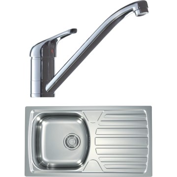 ALVEUS SETA259 - Fregadero de cocina BASIC 78x43,5 cm + grifo RIVIERA 14,8 cm satin/brillante cromado