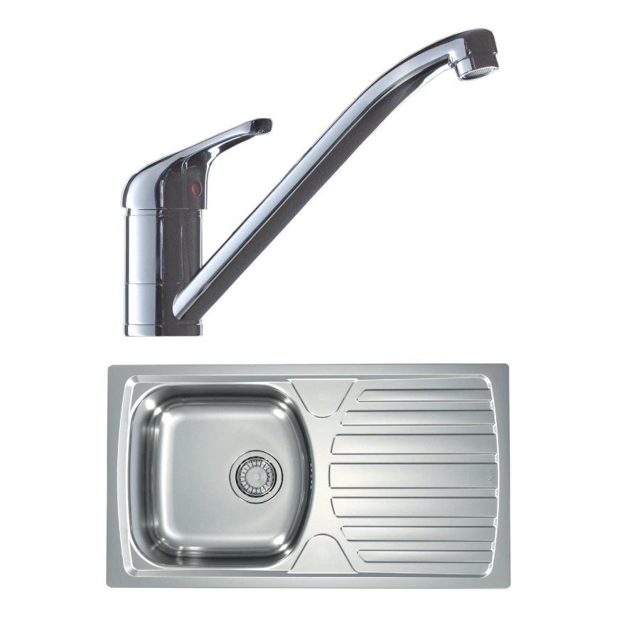 ALVEUS SETA259 - Fregadero de cocina BASIC 78x43,5 cm + grifo RIVIERA 14,8 cm satin/brillante cromado