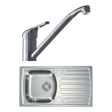 ALVEUS SETA259 - Fregadero de cocina BASIC 78x43,5 cm + grifo RIVIERA 14,8 cm satin/brillante cromo