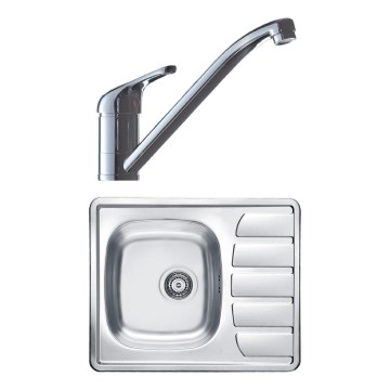 ALVEUS SETA265 - Fregadero de cocina ZOOM 61,5x50 cm + grifo para fregadero RIVIERA 14,8 cm satinado/cromo brillante