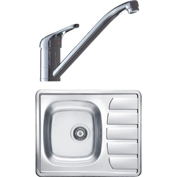 ALVEUS SETA265 - Fregadero de cocina ZOOM 61,5x50 cm + grifo RIVIERA 14,8 cm satin/brillante cromo