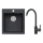 ALVEUS SETA737 - Fregadero de cocina CORTINA 50x45 cm + grifo con brazo flexible TONIA 29,5 cm granito/mat negro
