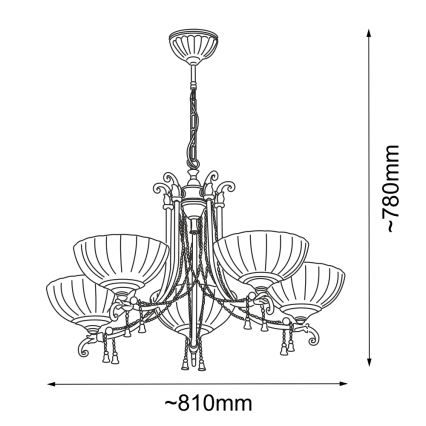Amplex - Lámpara colgante con cadena 5xE27/10W/230V