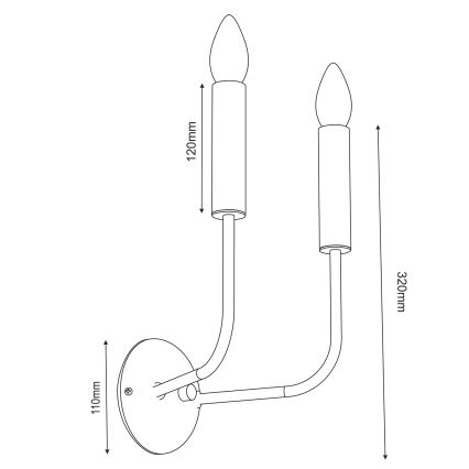 Aplique AKASYA 2xE14/15W/230V negro/dorado