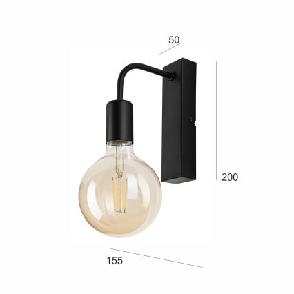 Aplique ASTRID 1xE27/60W/230V mate negro