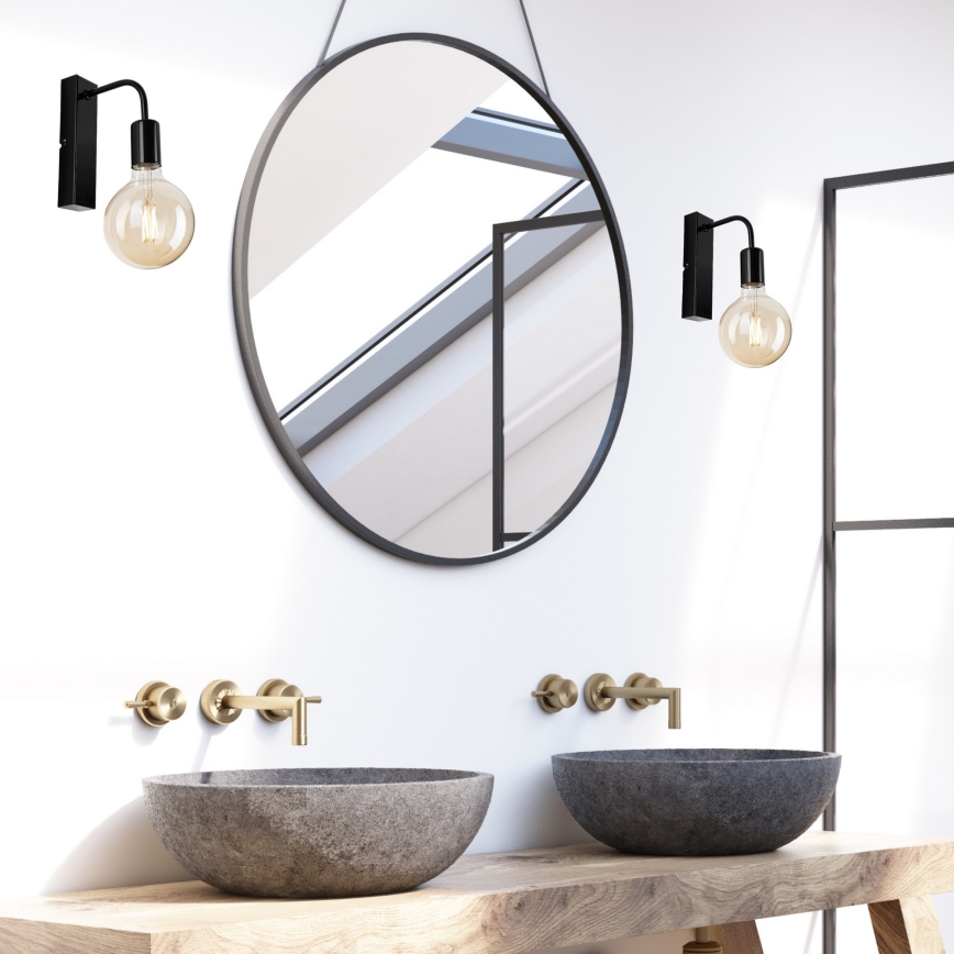 Aplique ASTRID 1xE27/60W/230V negro brillante