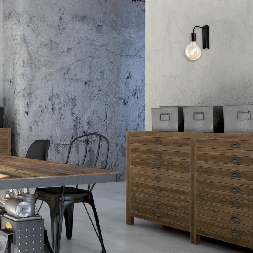 Aplique ASTRID 1xE27/60W/230V negro brillante