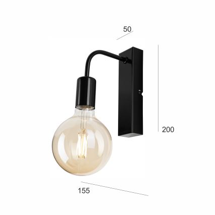 Aplique ASTRID 1xE27/60W/230V negro brillante