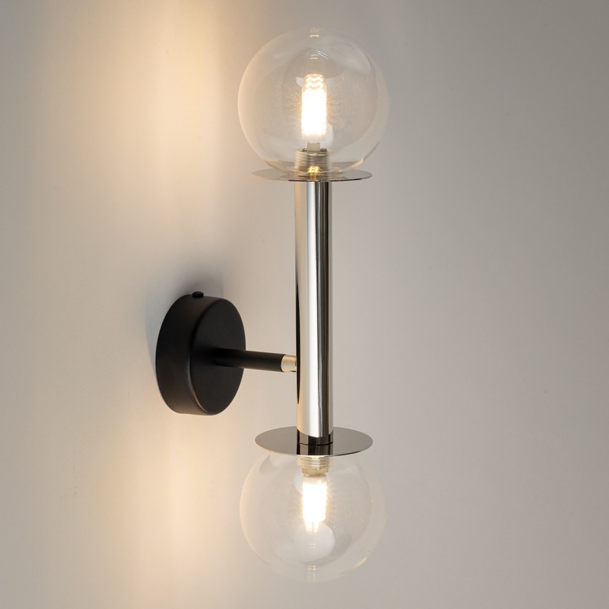 Aplique DAISY 2xG9/12W/230V cromo brillante/negro/transparente