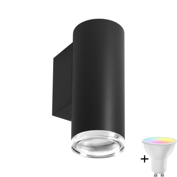 Aplique de baño LED RGBW regulable TURYN 1xGU10/6,5W/230V 2700-6500K Wi-Fi IP44 negro