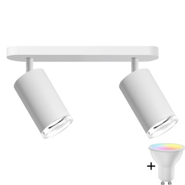 Aplique de baño LED RGBW regulable TURYN 2xGU10/6,5W/230V 2700-6500K Wi-Fi IP44 blanco