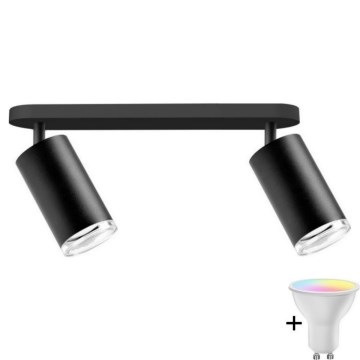 Aplique de baño LED RGBW regulable TURYN 2xGU10/6,5W/230V 2700-6500K Wi-Fi IP44 negro