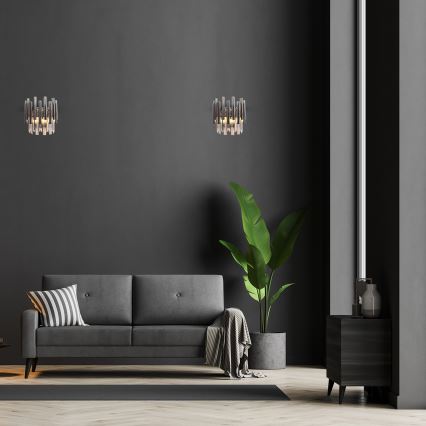 Aplique de cristal MADISON 2xE14/40W/230V cromo brillante